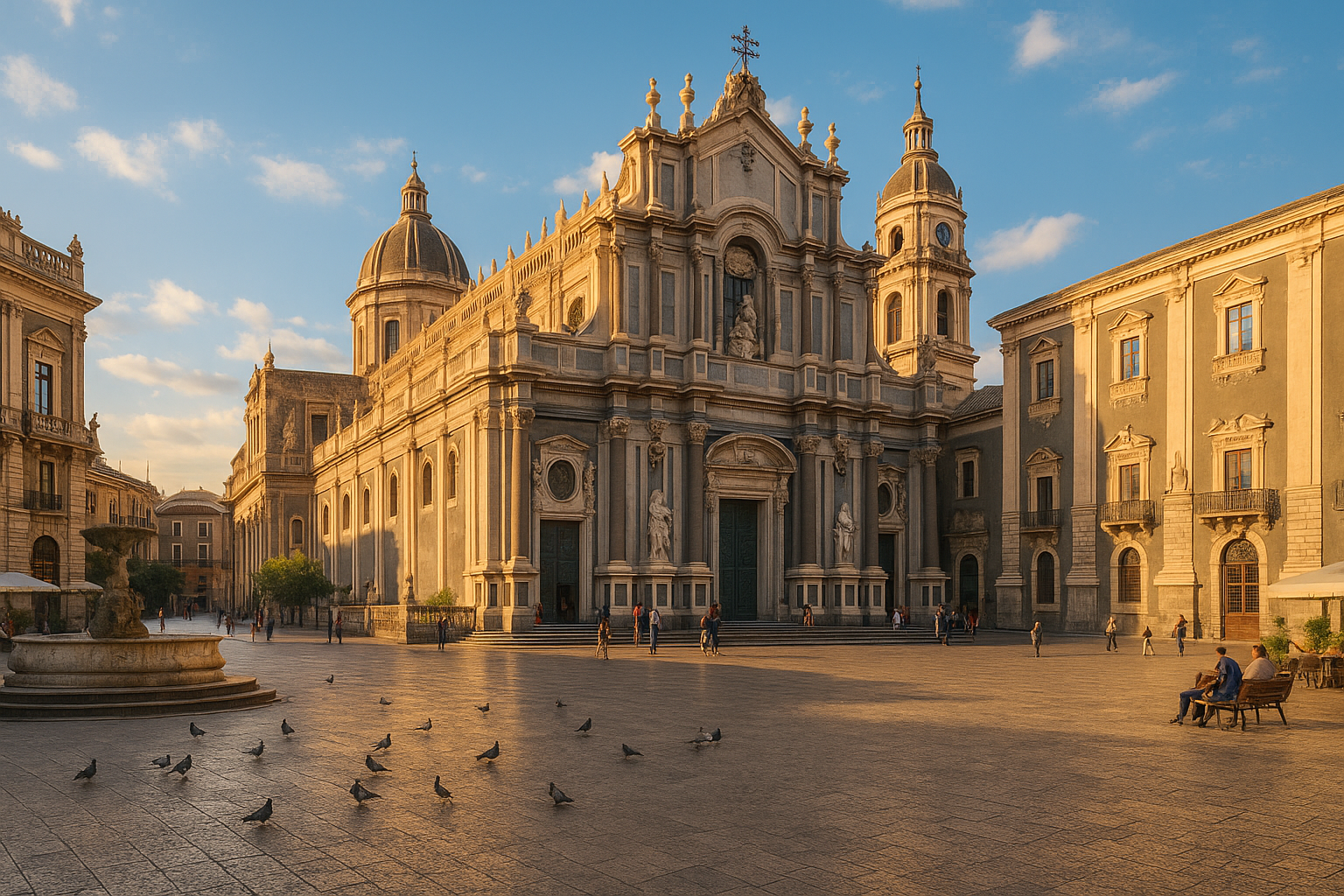 Historic European architecture and plaza